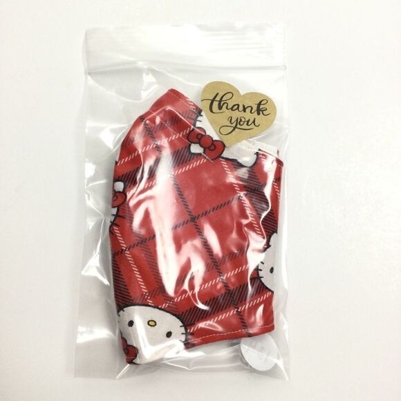 2/$15 - Hello Kitty Mask, Red Plaid Hello Kitty Face Mask, Filti Filter - Picture 8 of 15